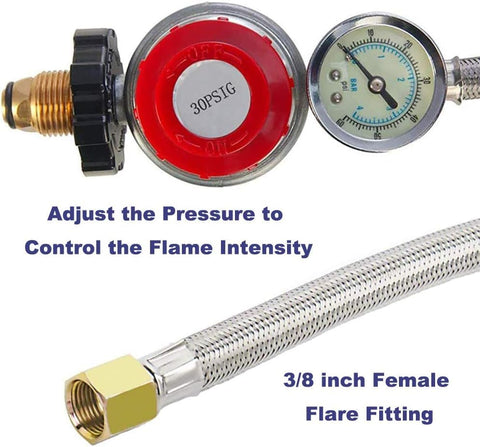 LONGADS adjustable regulator from 0 to 30 psi for tailored heat.