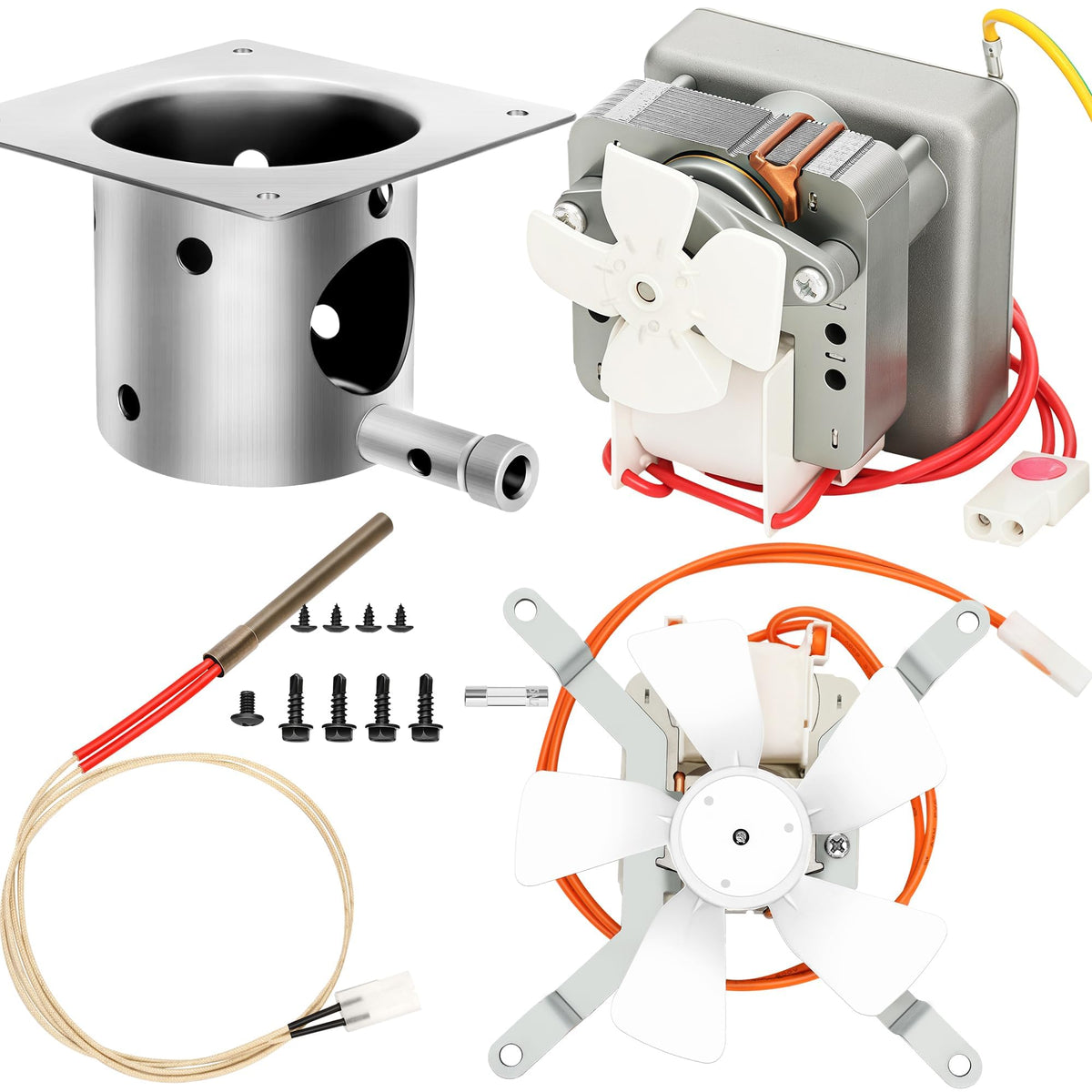 LONGADS auger motor shown for pellet grill, promoting smooth pellet feed.