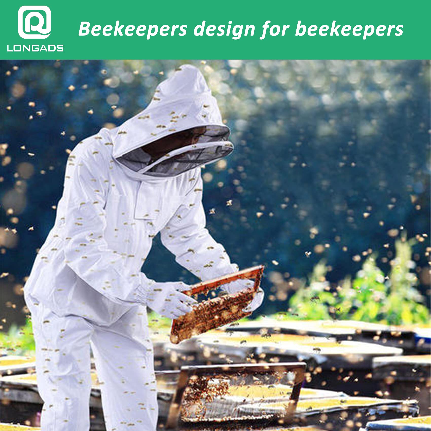 LONGADS Beekeeping Set includes suit, gloves, and 1-year repair support.