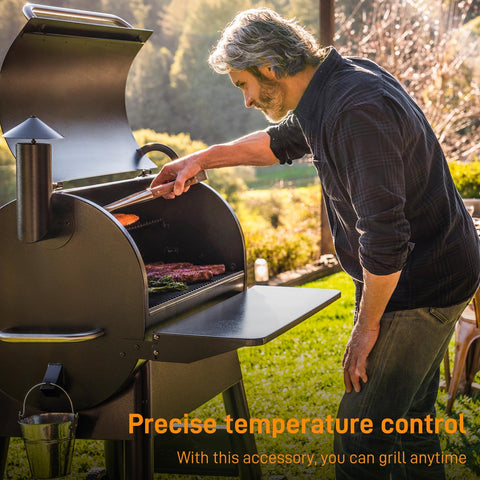 LONGADS grill induction fan kit installed on a grill, promoting even heat distribution
