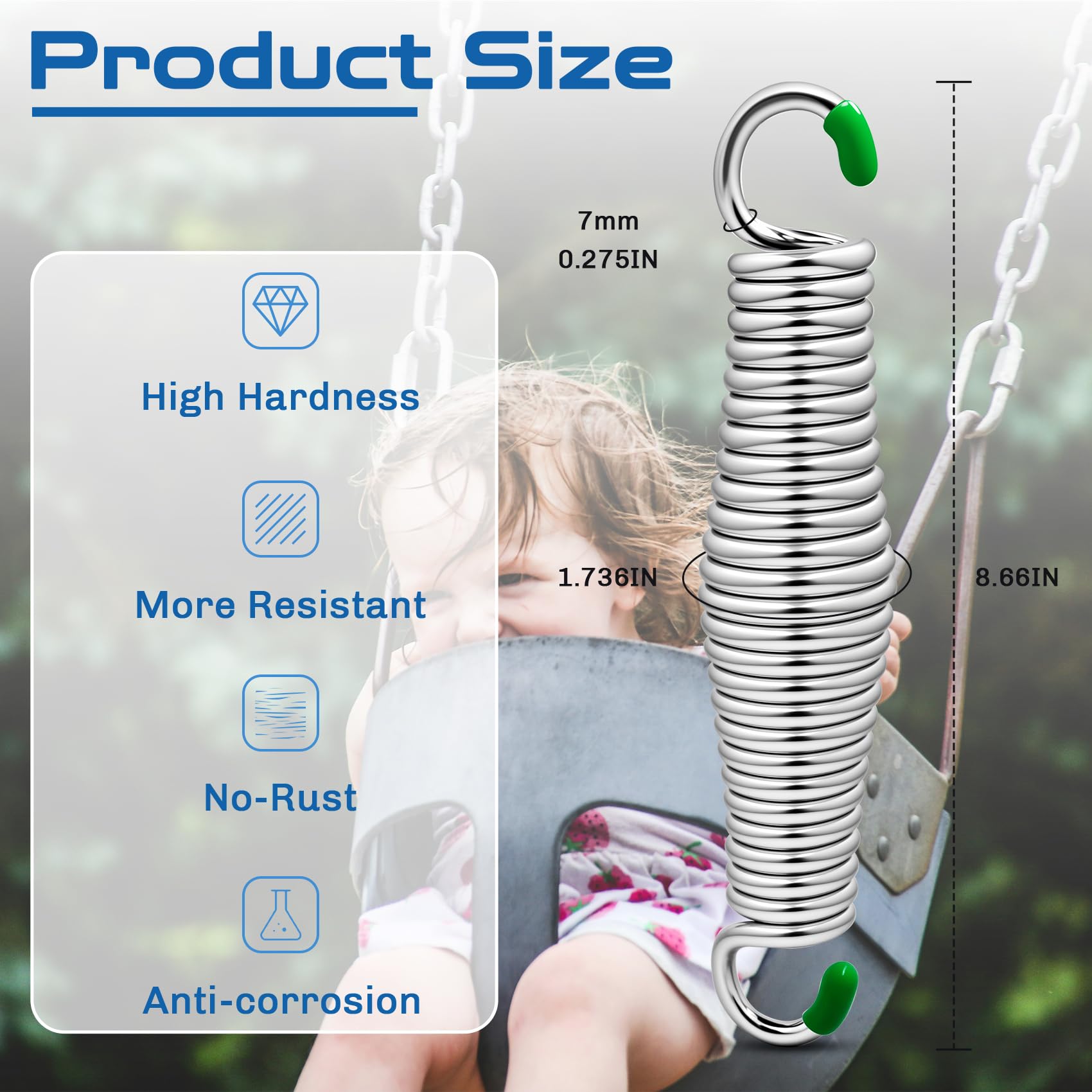 Longads heavy-duty porch swing springs with chrome-plated stainless steel finish