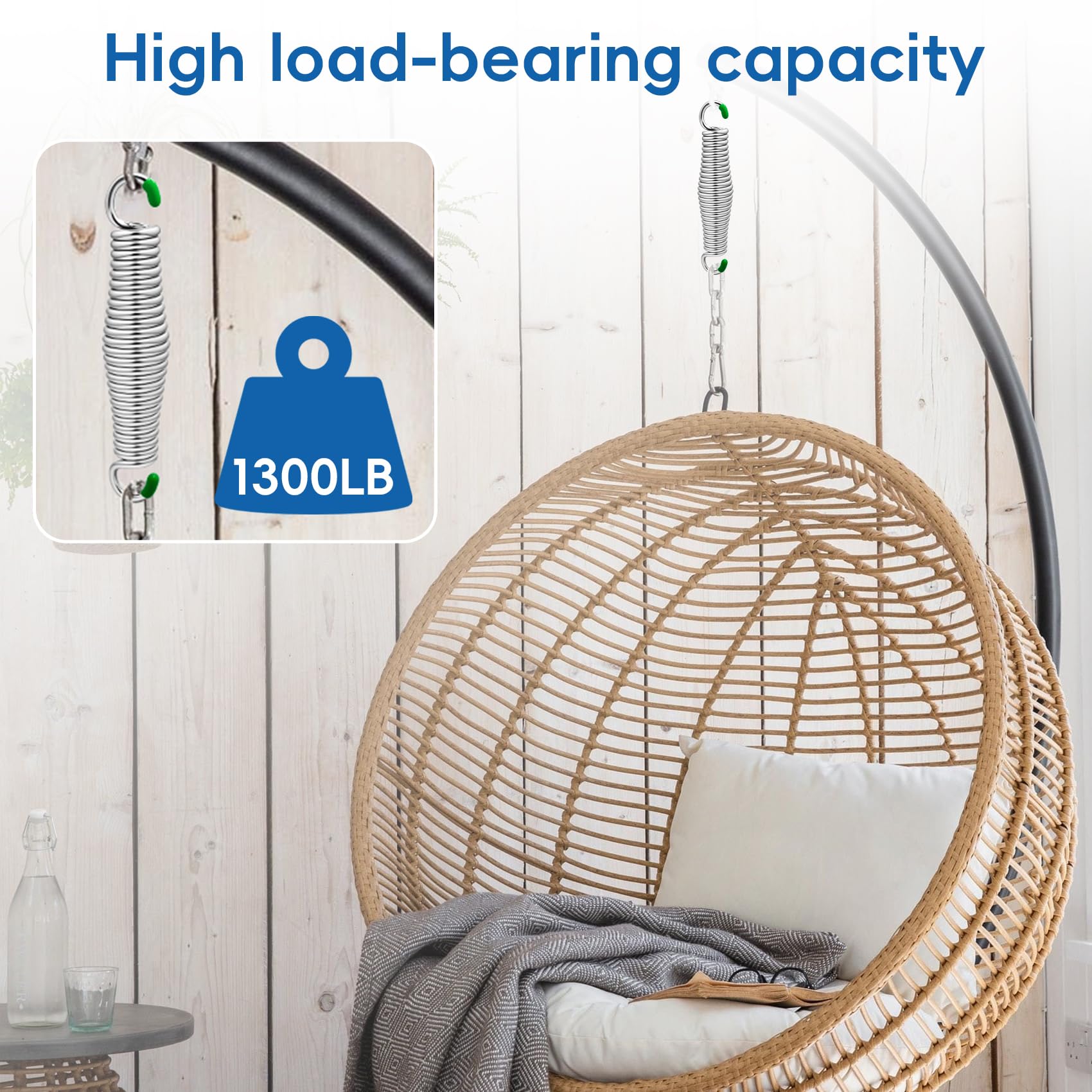 Longads outdoor porch swing setup using two springs