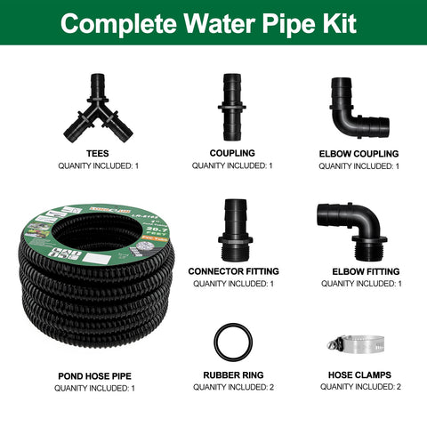 LONGRUN pond hose 20-7ft corrugated design for versatile routing.
