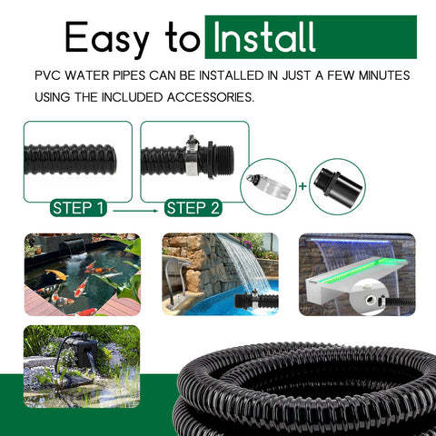 Longrun pond hose designed for ponds, pools, and gardens outdoors.