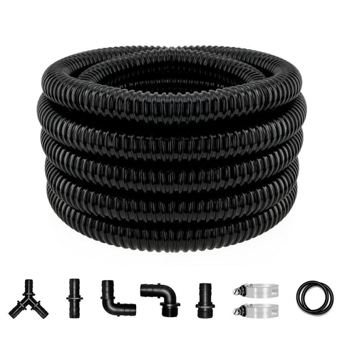 LONGRUN pond tubing 1 inch diameter, flexible and kink-resistant for easy pond setup.