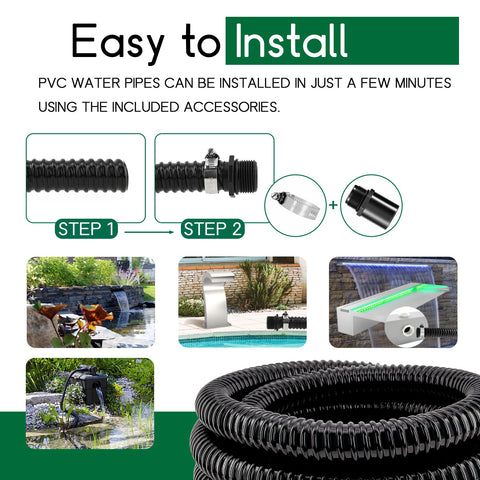 Versatile Longrun tubing suitable for outdoor ponds and indoor waste water hoses.