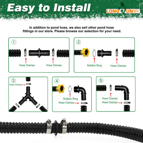 LONGRUNNEW 20-6ft hose length suited for custom pond and garden layouts