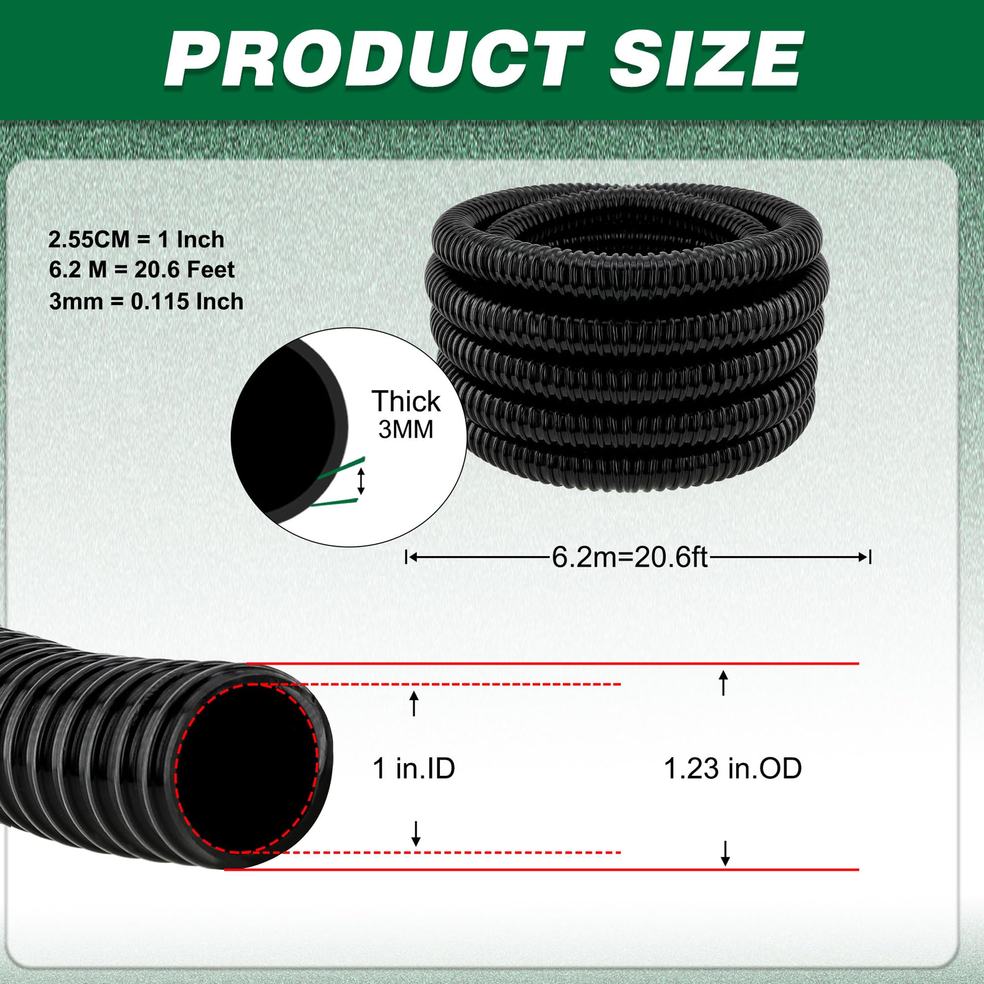 LONGRUNNEW black PVC kinkproof hose ready for outdoor pond and fountain setups