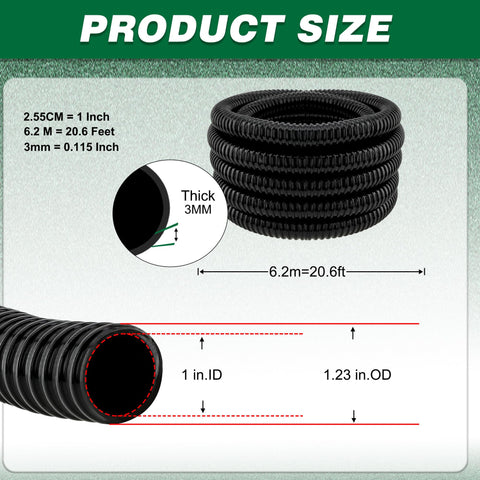 LONGRUNNEW black PVC kinkproof hose ready for outdoor pond and fountain setups