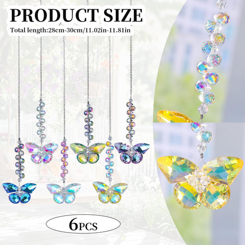 Longsheng crystal butterfly suncatcher displaying colorful prisms in garden light.