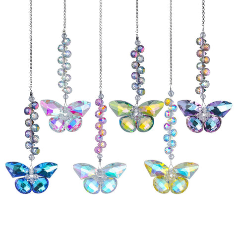 Longsheng crystal butterfly suncatcher as a decorative car pendant with sparkle.