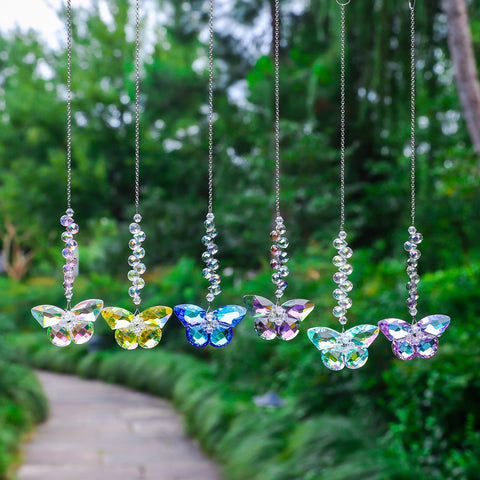 Longsheng crystal butterfly suncatcher in gift-ready box for celebrations.