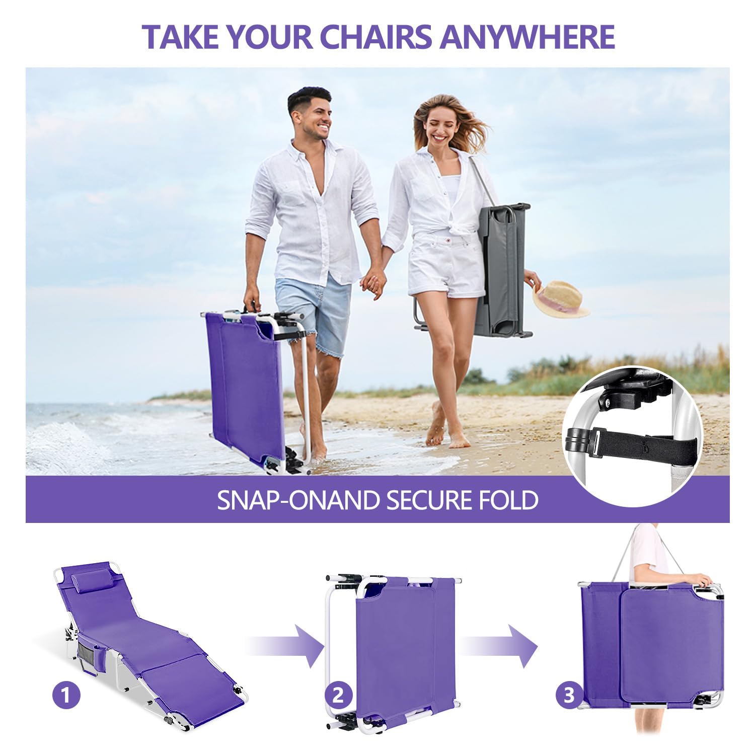 LONGTENW chair features anti-slip design and safety buckle for secure use.
