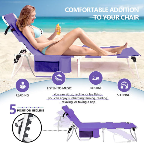 LONGTENW portable beach chair with straps and handles for easy transport.