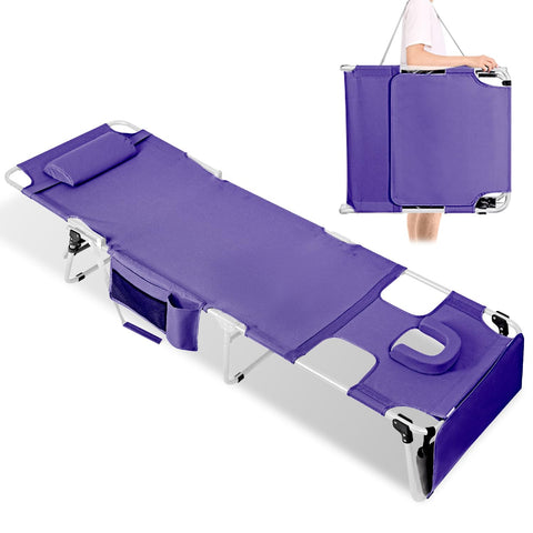 LONGTENW tanning chair with face hole for comfortable sunbathing.