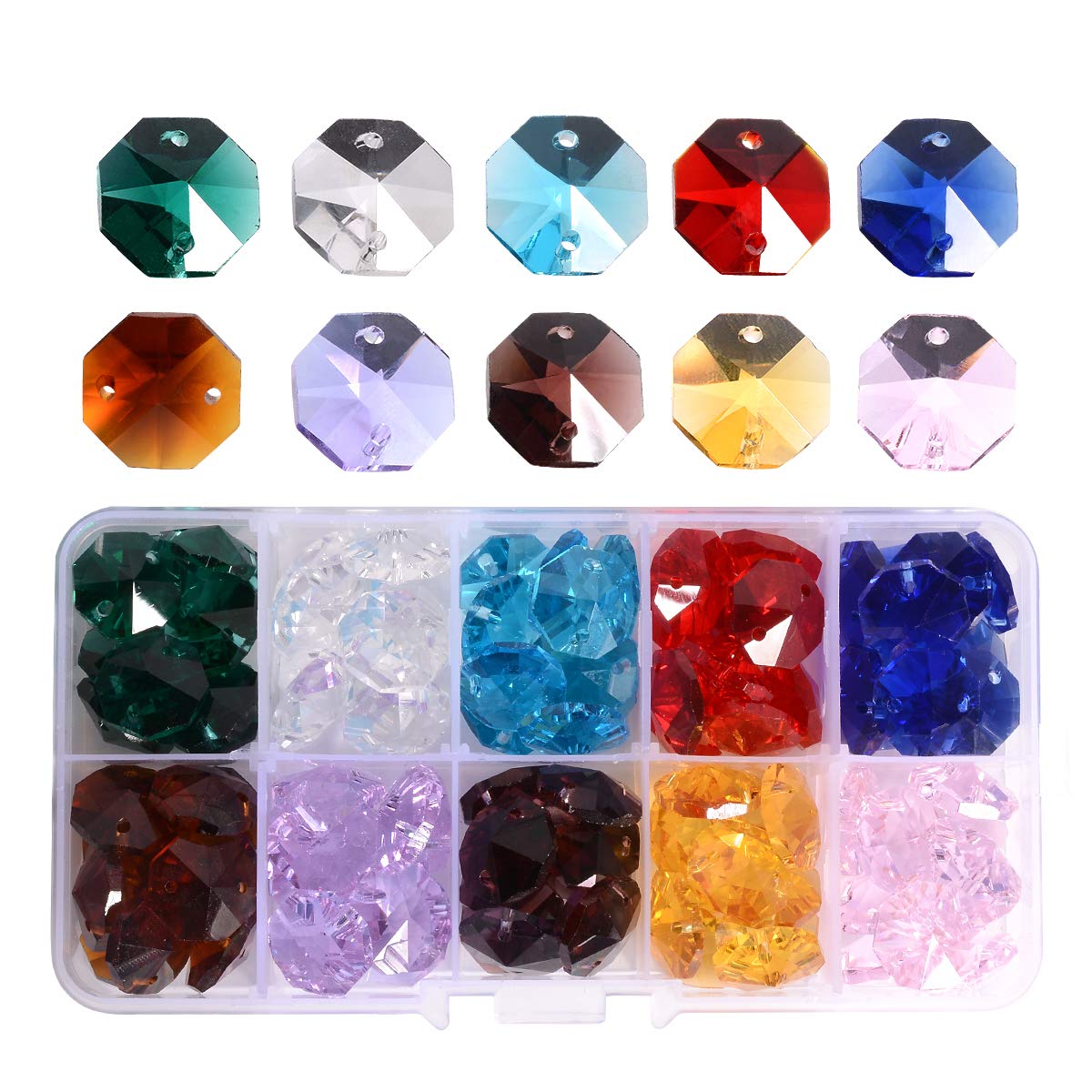 LONGWIN glass octagon beads, 14mm, shimmer for crystal chandeliers.