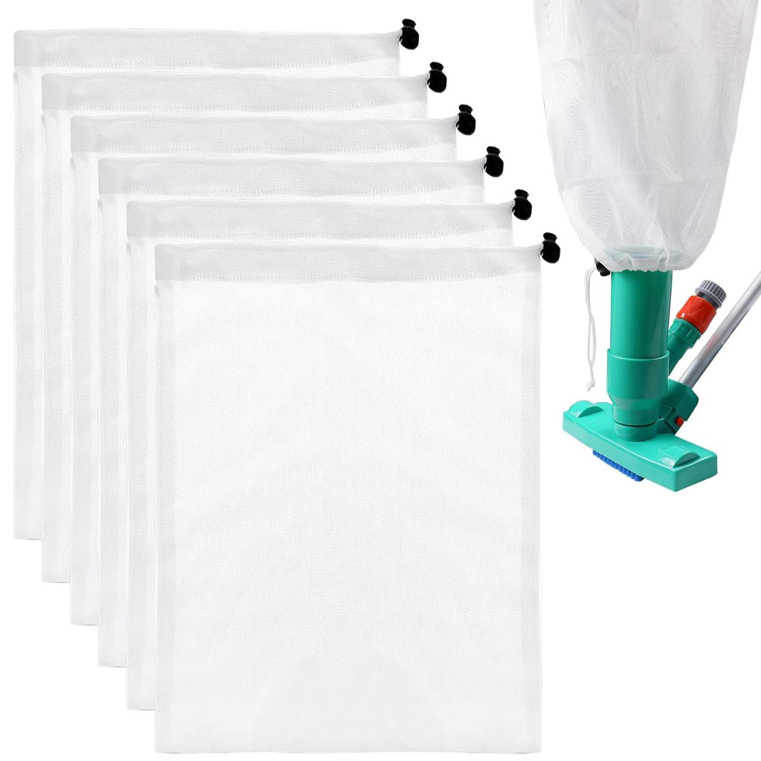 LonlyEagle 6-pack pool vacuum mesh bags for efficient debris collection