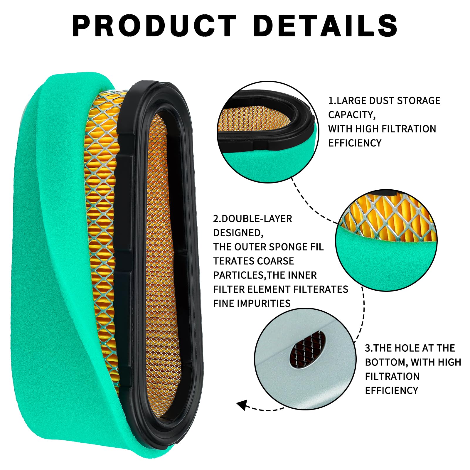 Lonsda air filter for John Deere LG496894JD, close-up boosts dirt capture