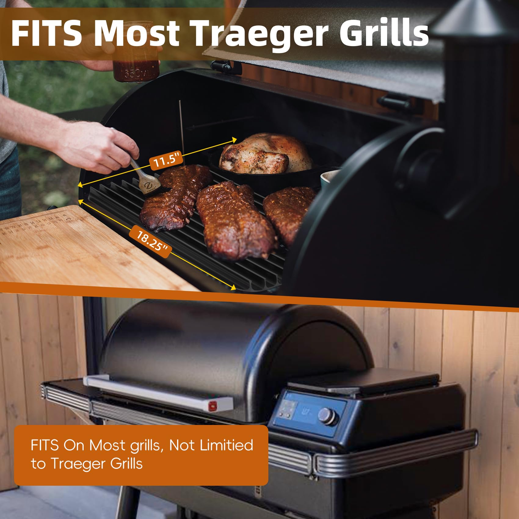 Lonsge BAC772 in-use setup on compatible grill highlights easy left-side placement