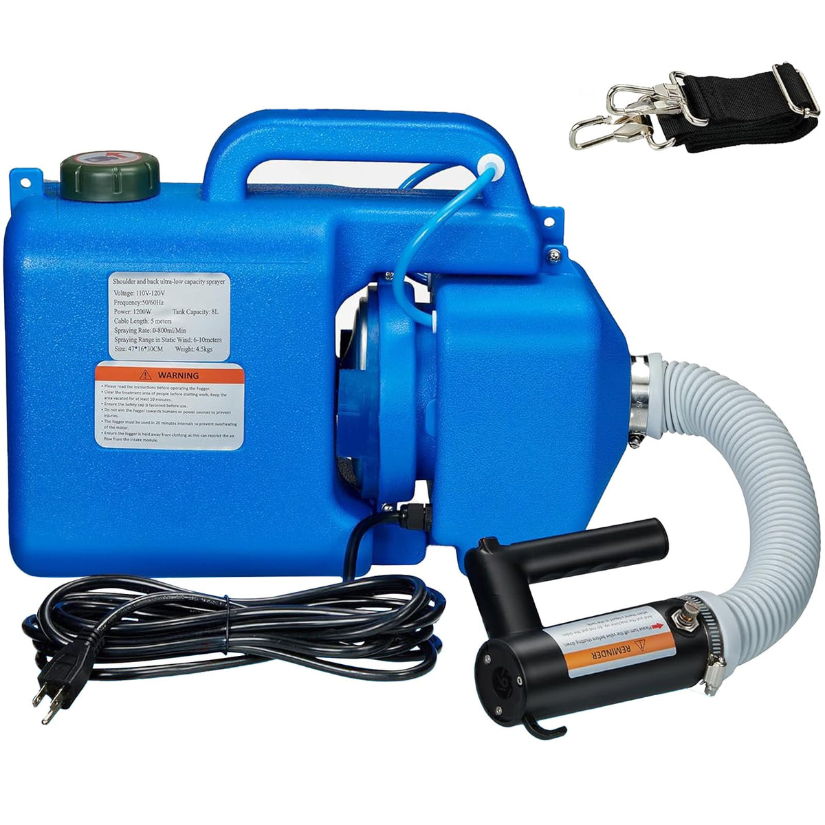 LONYEON 8L ULV fogger backpack shown in use for wide area spraying