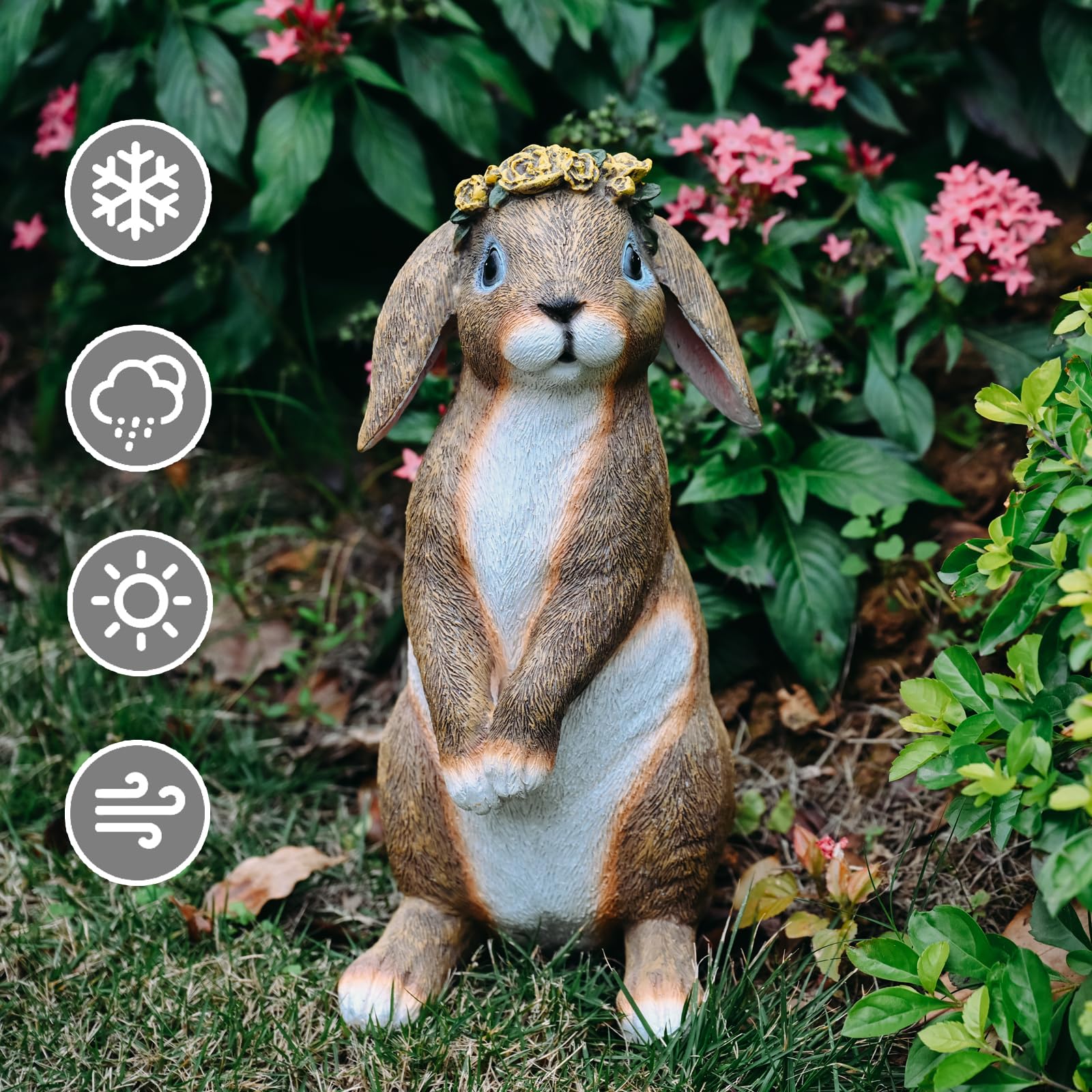 Lonyin Deco cute rabbit sculpture for indoor or outdoor decor