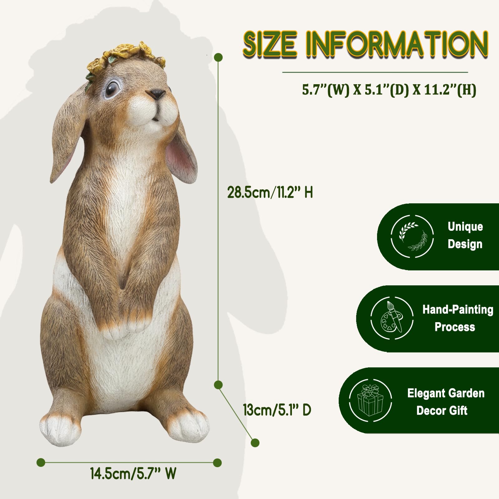 Lonyin Deco rabbit figurine for patios and flower beds adds whimsy
