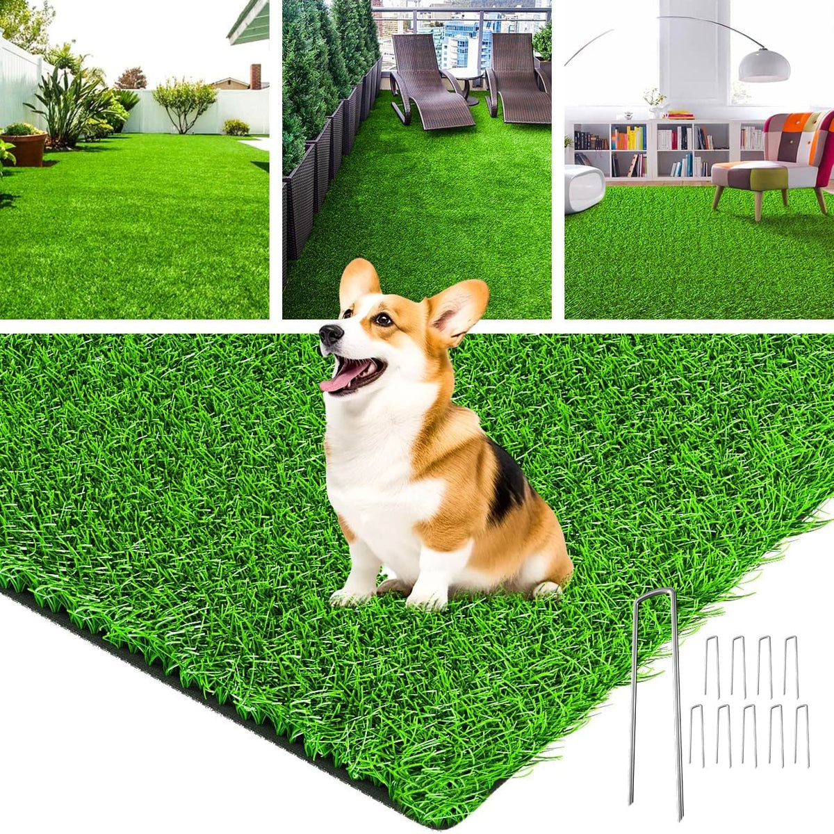 LOOBANI artificial grass rug for indoor-outdoor spaces with year-round greenery