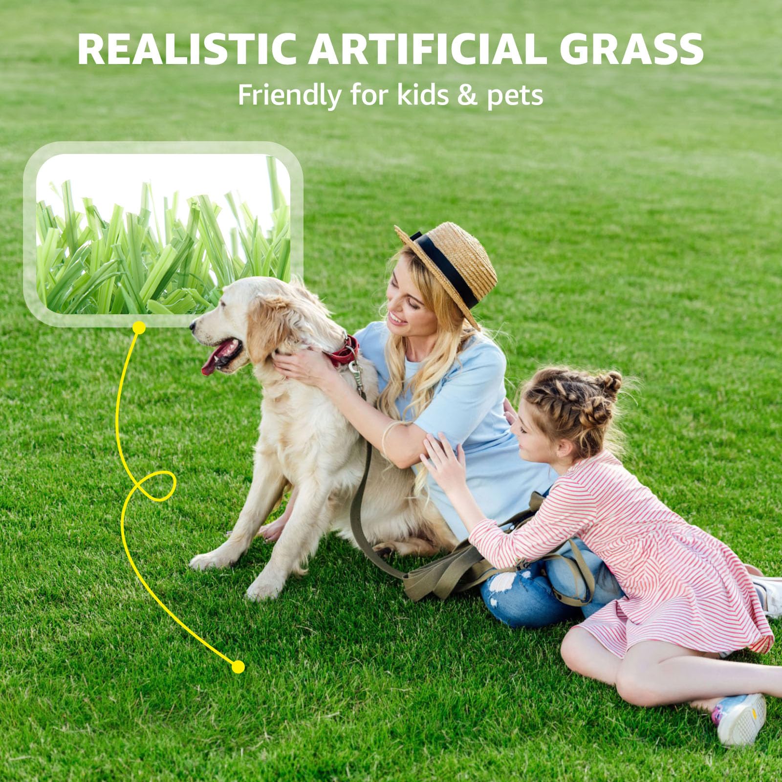 LOOBANI artificial grass turf with drainage holes supports quick cleanups after pet use.