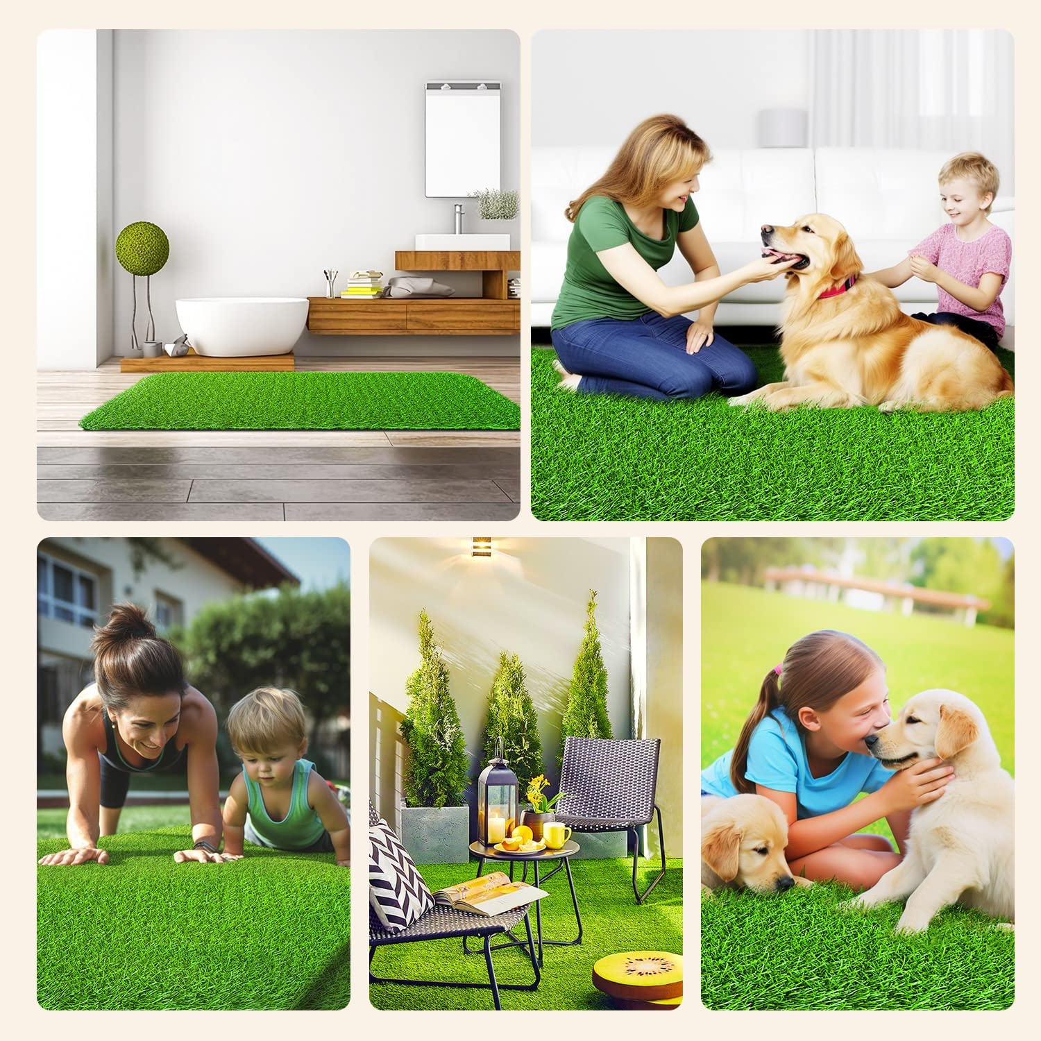 LOOBANI easy-clean grass with drainage holes prevents puddles after rain