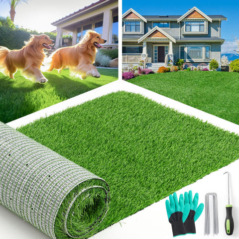 LOOBANI synthetic turf with soft grass texture for natural outdoor look in gardens and patios.