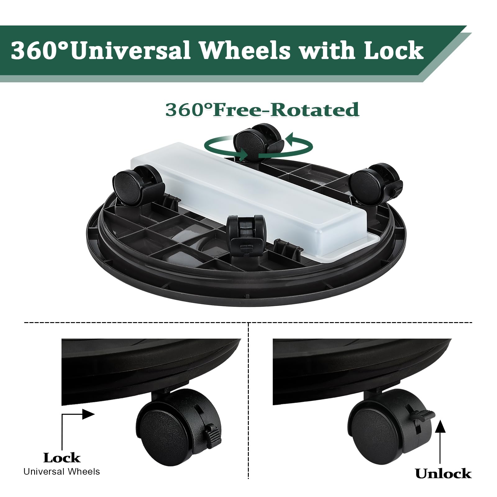 Looca 360-degree silent wheels enable versatile pot positioning.