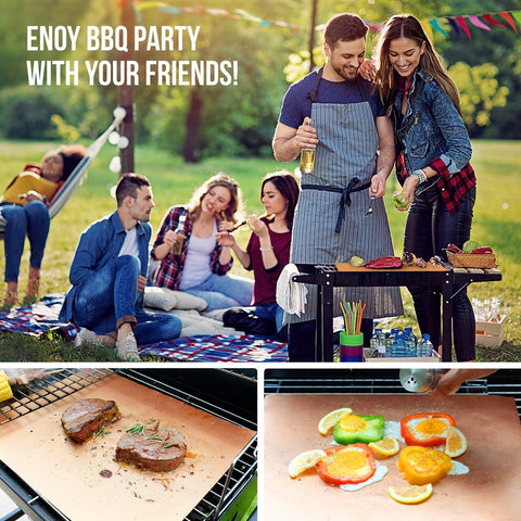 LOOCH copper grill mat for camping and park grills, reusable and easy cleanup