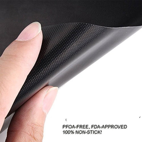 LOOCH Grill Mat heat-resistant up to 500 degrees Fahrenheit for high-heat cooking.