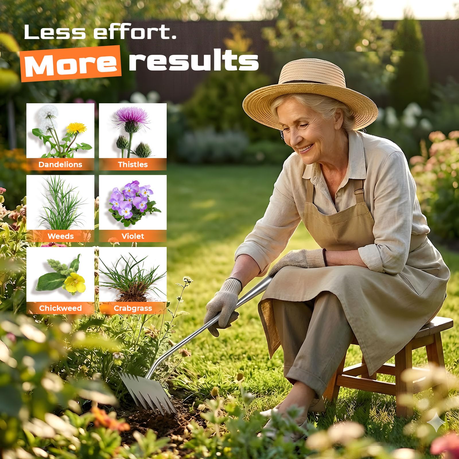 LOOHOI compact garden tool fits tight spaces for precise weeding.