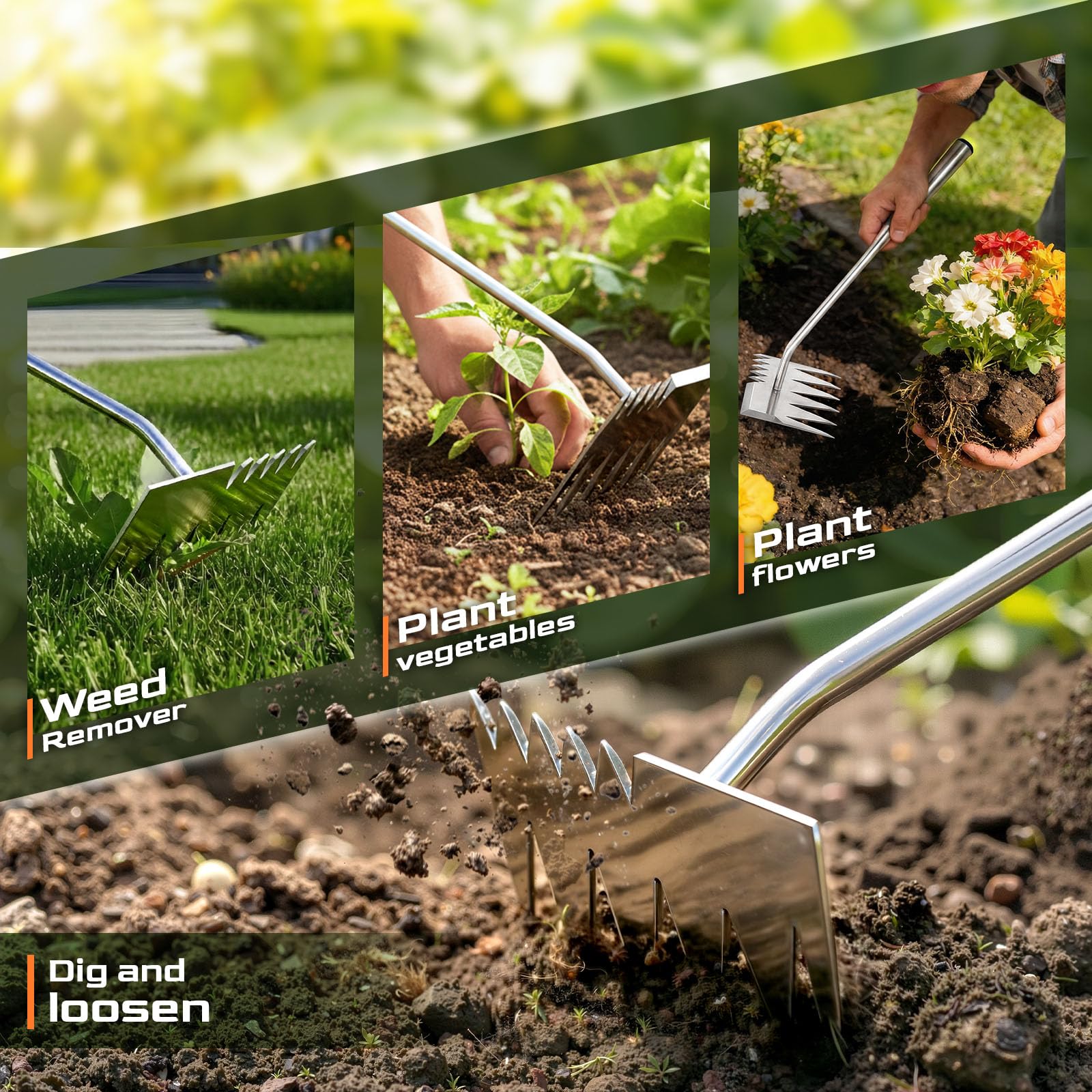 LOOHOI one-piece design weed remover offers strong performance without folding joints.