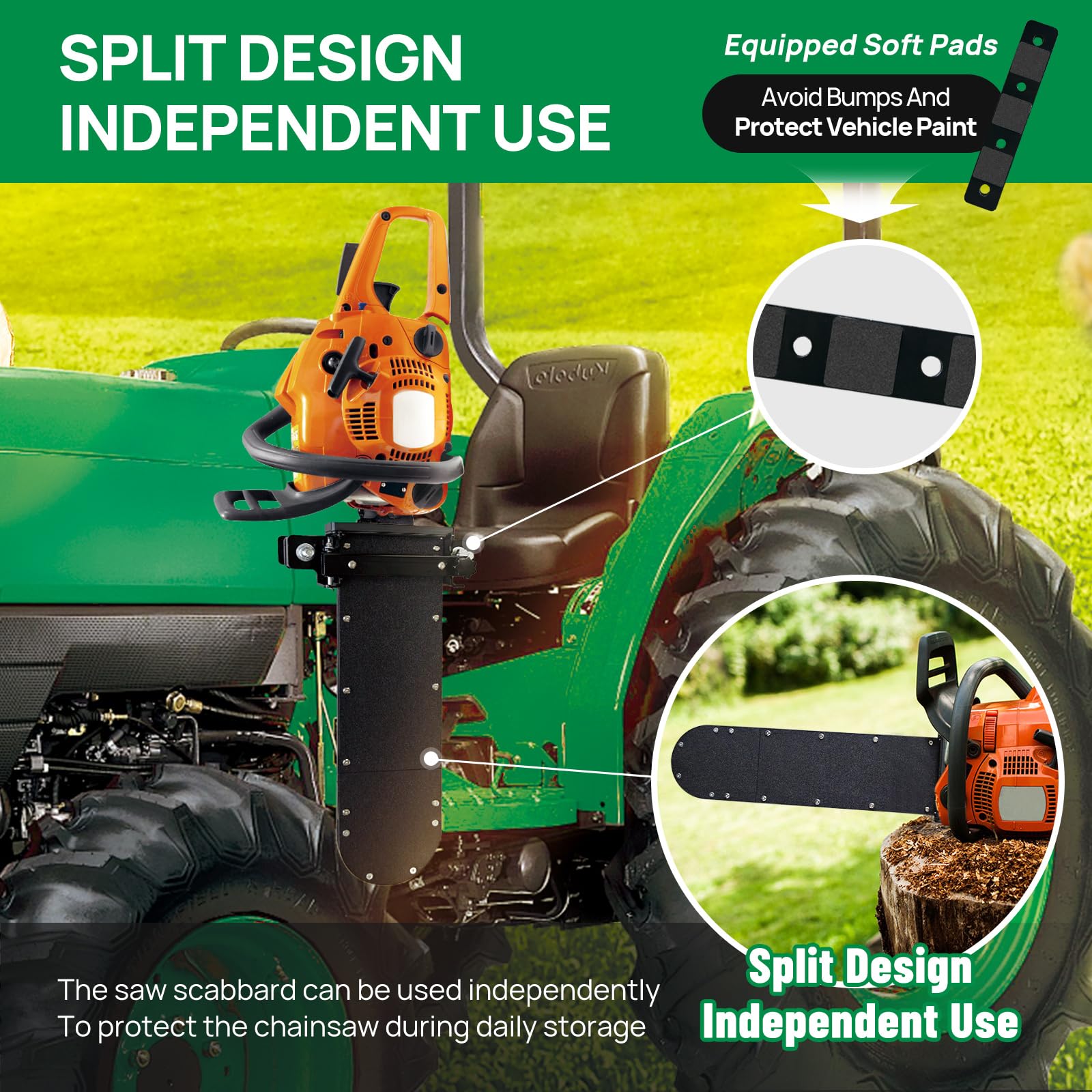 LookFox saw scabbard with bottom expansion fits multiple chainsaw sizes