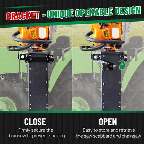 LookFox universal mount fits ATVs UTVs and trucks for versatile chainsaw storage
