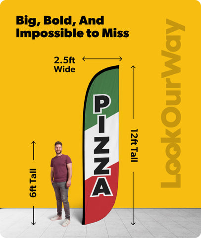 LookOurWay 12ft flag banner is UV-resistant and built to endure wind