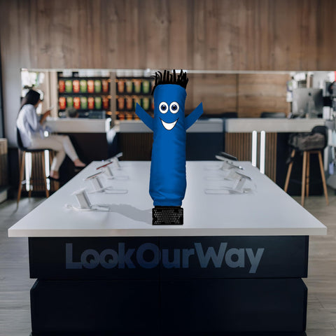 Compact LookOurWay set is ideal for tabletop advertising at gatherings.