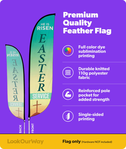 LookOurWay church flag with vibrant colors increases visibility for outdoor services.