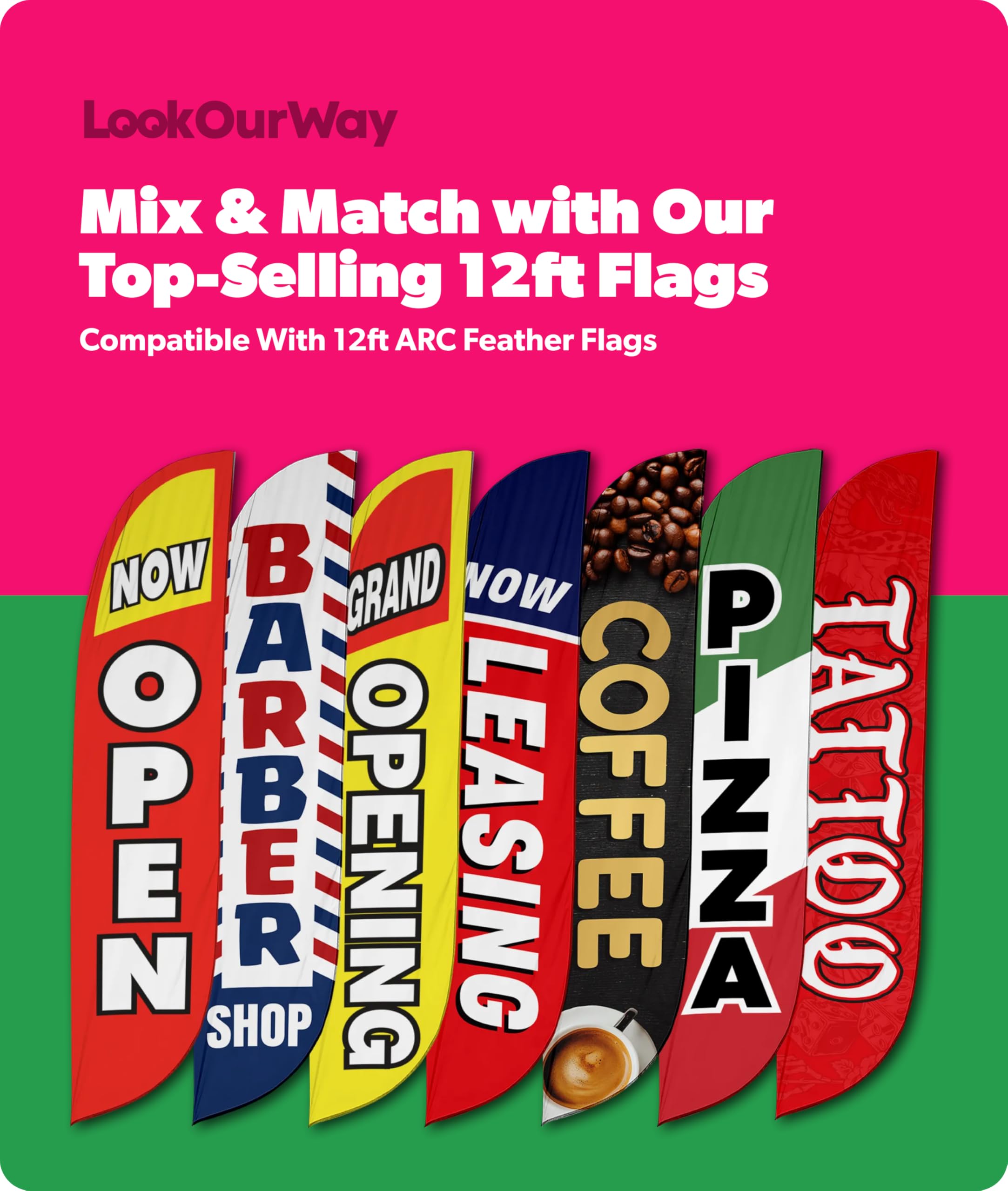 LookOurWay banner elevates branding with bold colors and a clear open message.