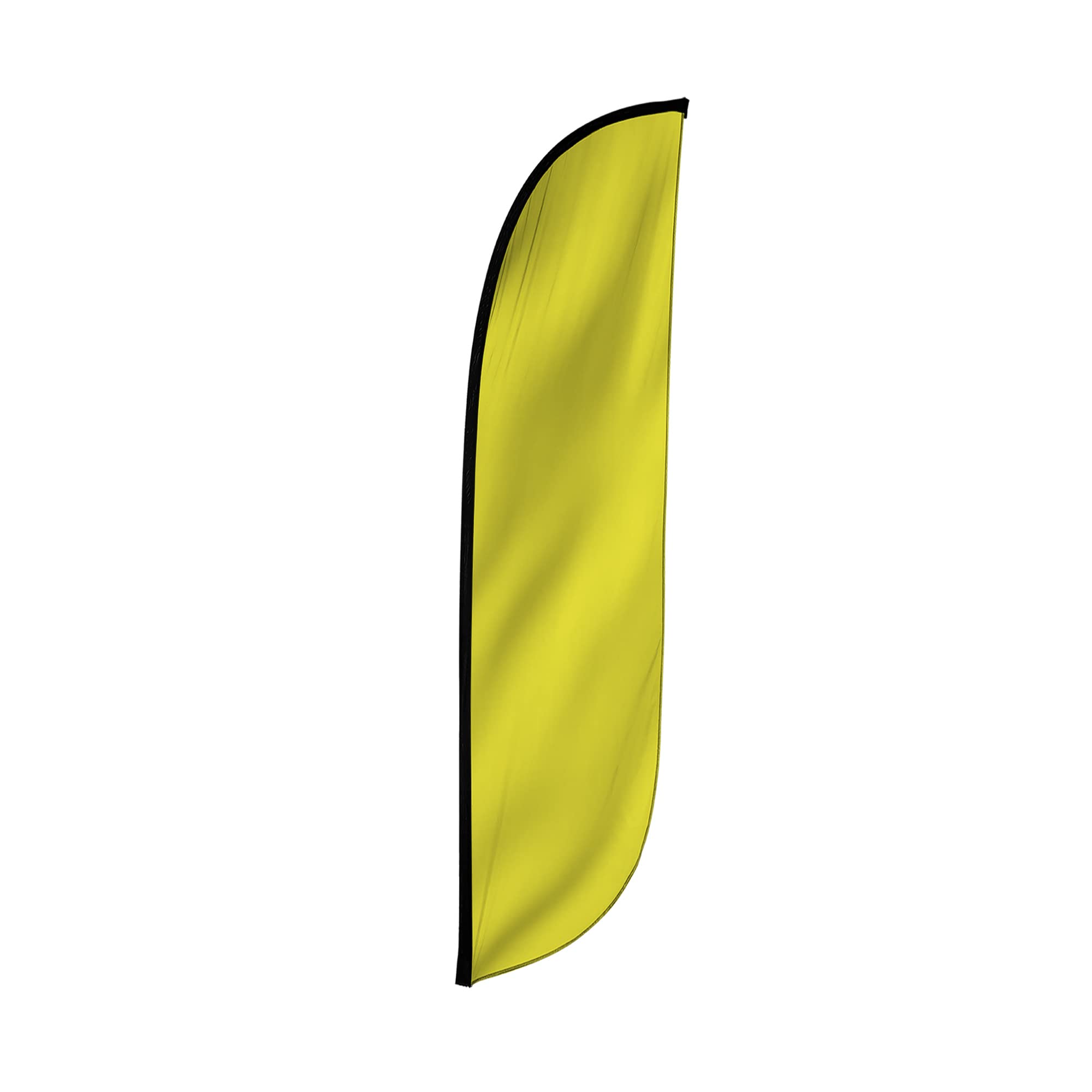LookOurWay 12ft yellow feather flag fluttering to attract outdoor shoppers.