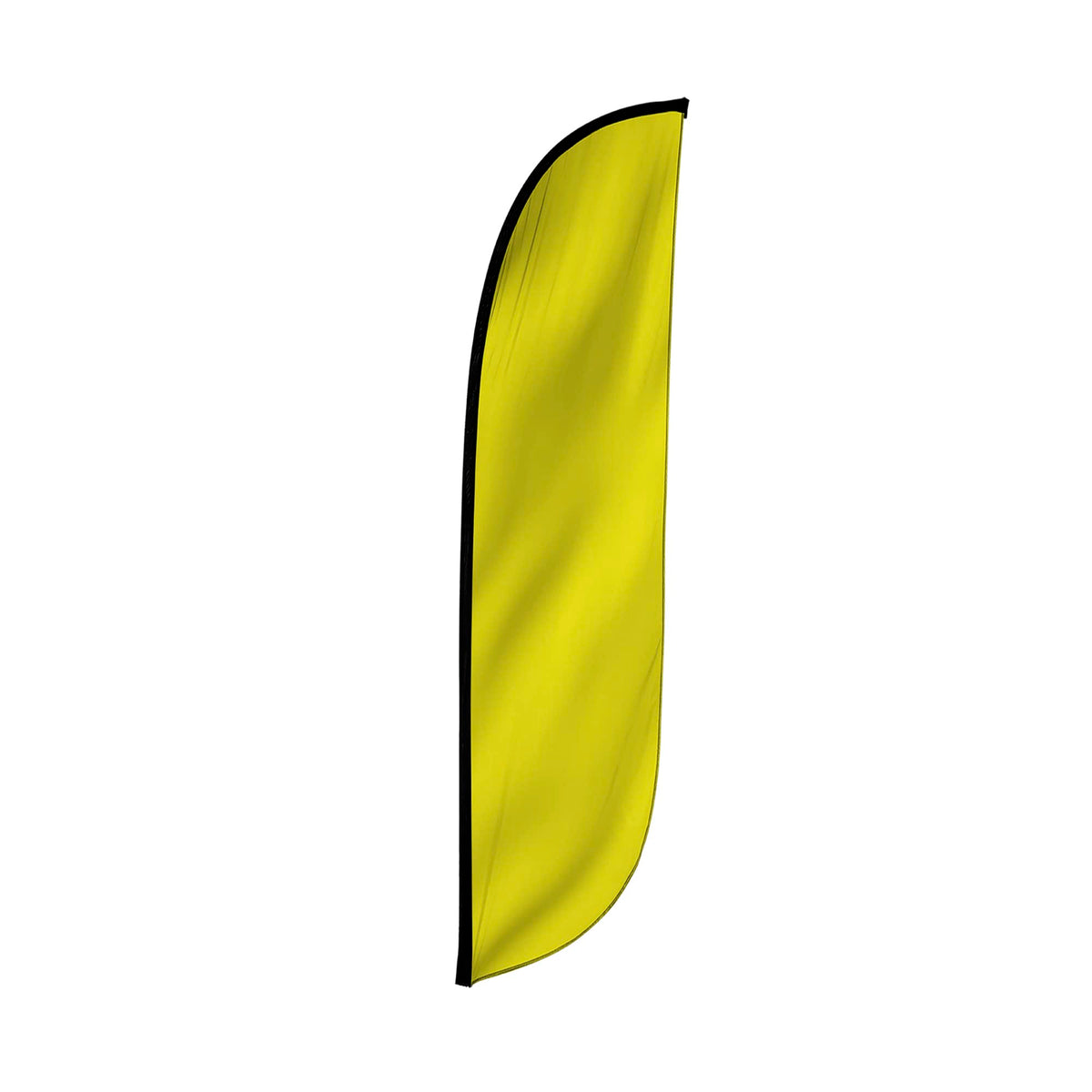 LookOurWay 12ft yellow feather flag fluttering to attract outdoor shoppers.