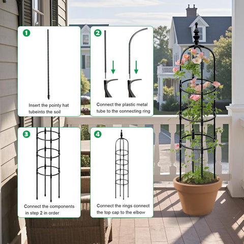 LOOMINGSX obelisk design blends with garden scenery while supporting growth.