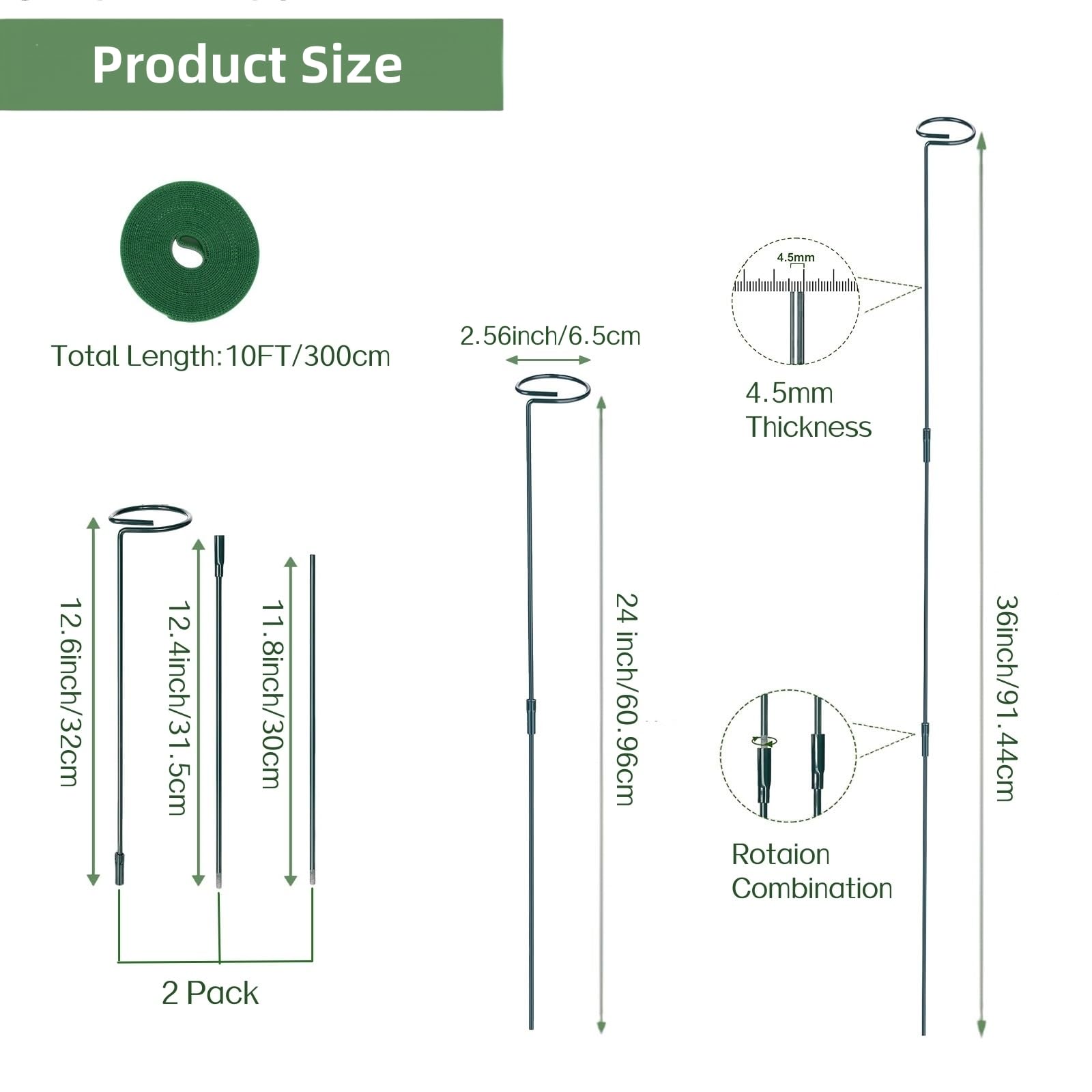 Loongesho 24-inch plant support stake showing sturdy construction
