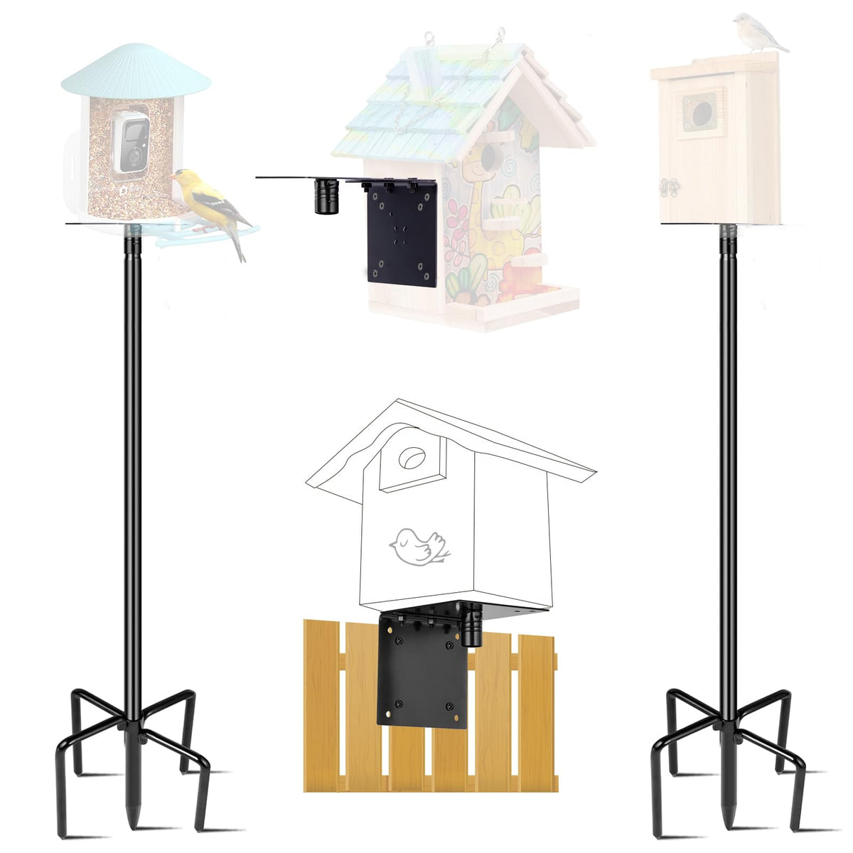 LOPANNY bird feeder pole outdoor setup demonstrates durable weatherproof performance for year-round use.