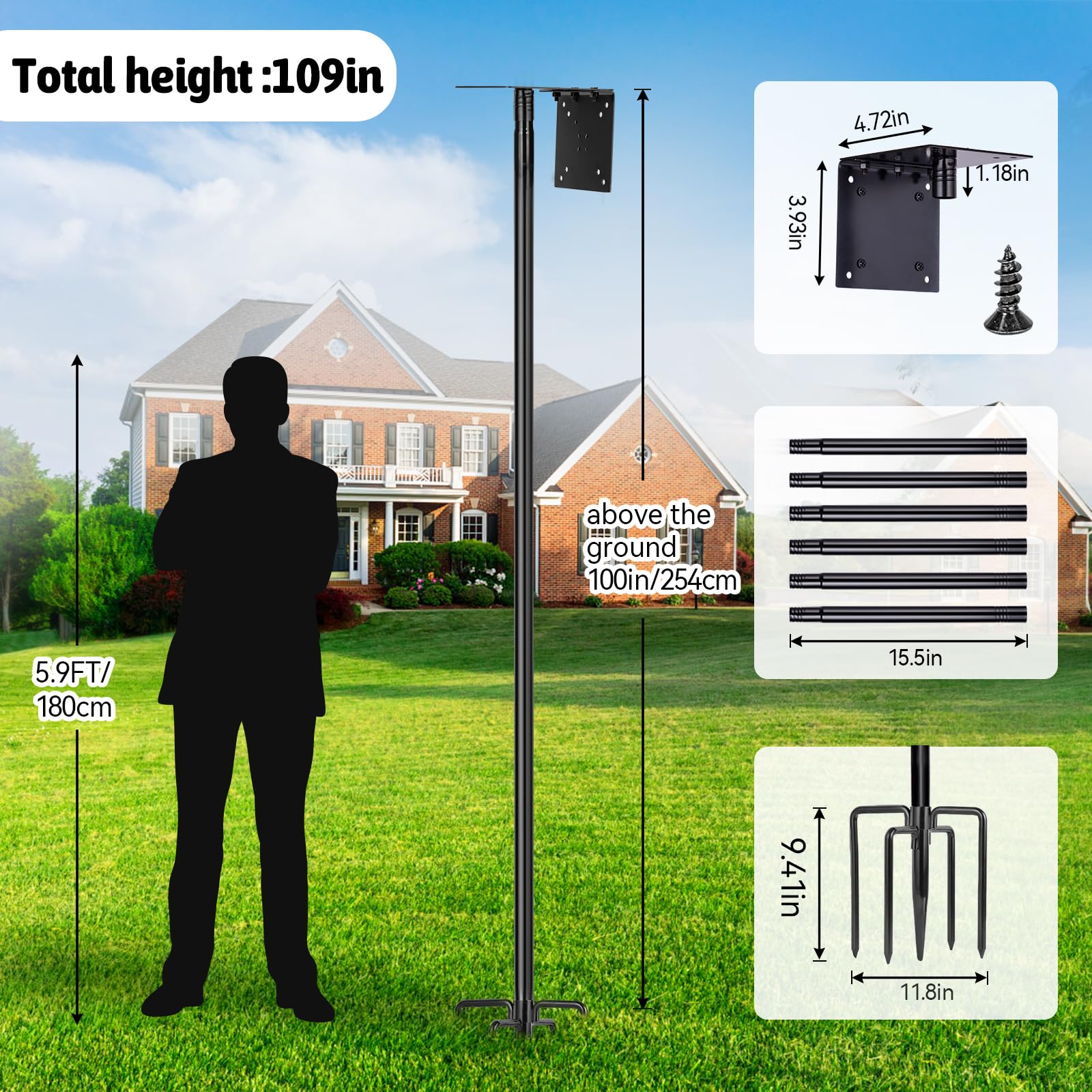 LOPANNY heavy-duty outdoor pole base provides sturdy stability with a five-prong design