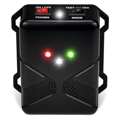 Loraffe dual ultrasonic and LED strobe, deterring rodents with visual and sound cues.