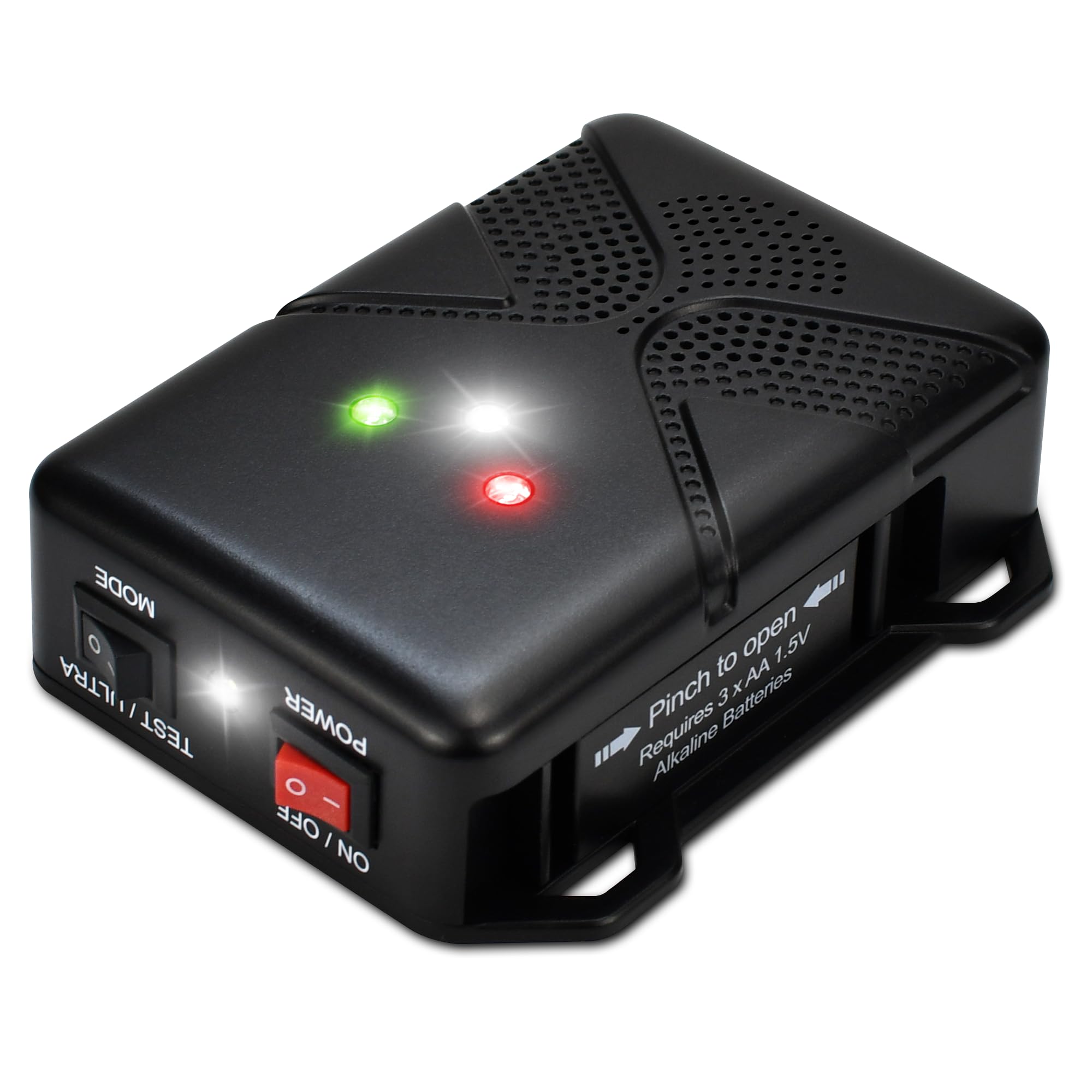 Loraffe ultrasonic rodent repellent under-hood with LED strobe deters engine mice