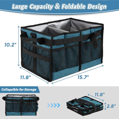 Lorbro Grill Caddy organized inside with compartments for cups and plates.